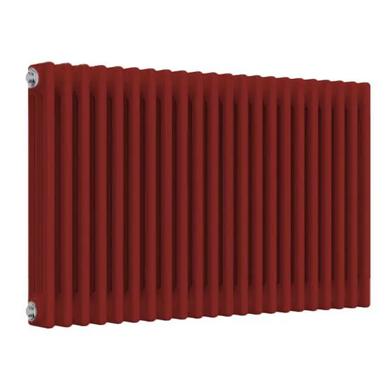 Red Radiator Idea Reina Colona 3 Column RAL 3000 Flame Red Horizontal Radiator - 600mm x ...