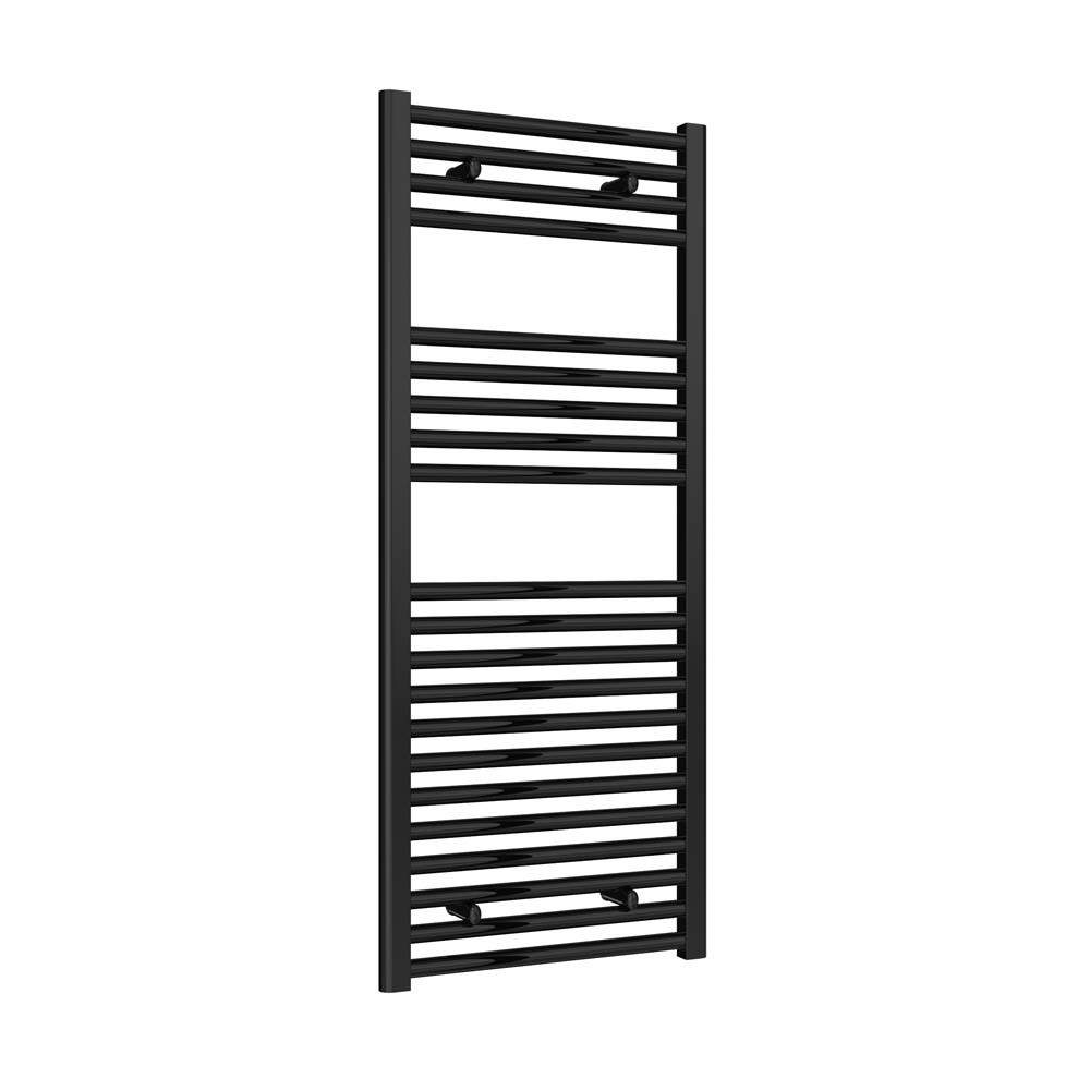 Diva Black Reina Flat Matt Heated Towel Rail - 1200Mm X 500Mm Steel