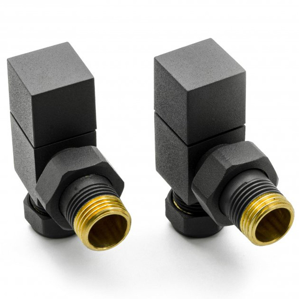 Reina Loge Angled Radiator Valves Pair - Anthracite