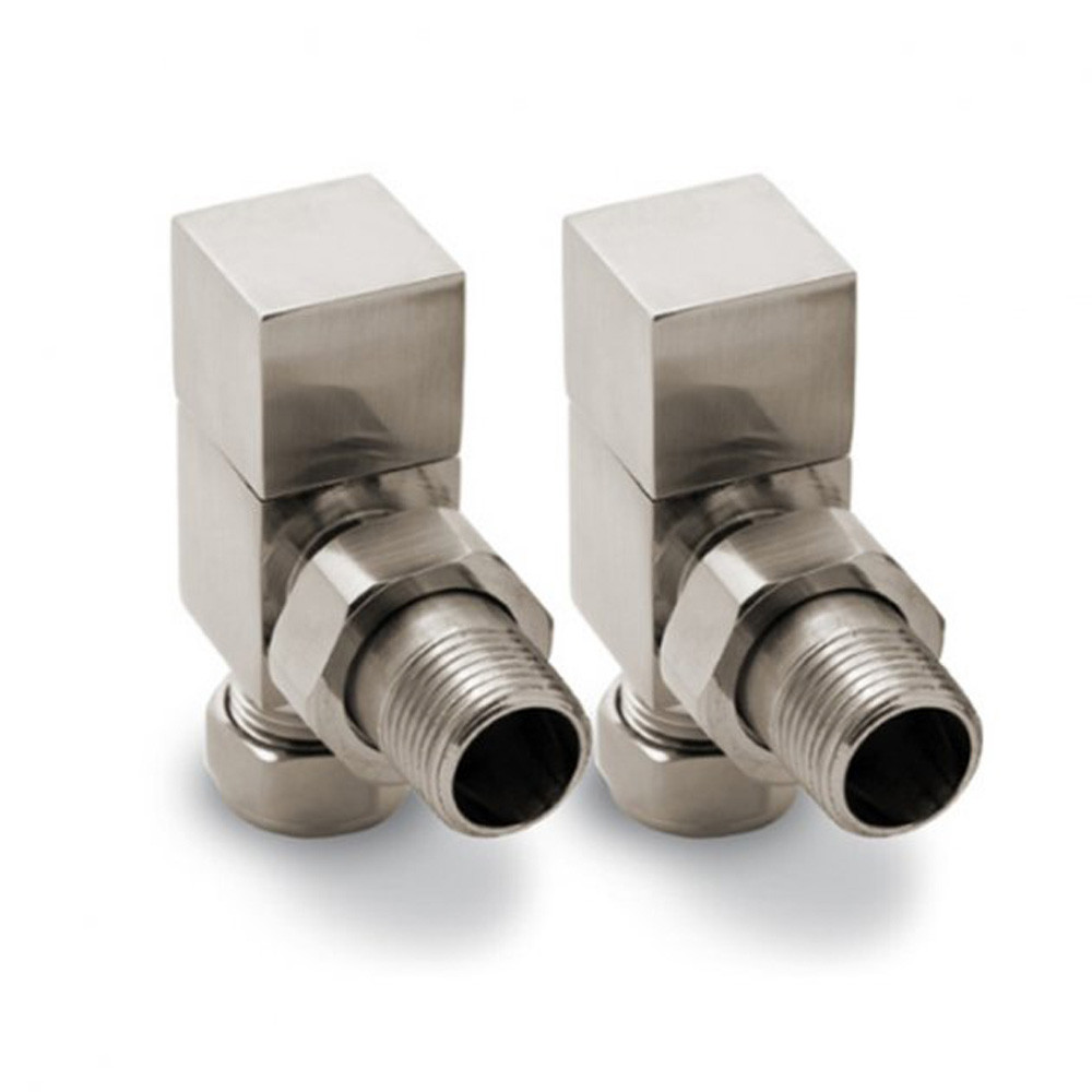 Reina Loge Angled Radiator Valves Pair Brushed