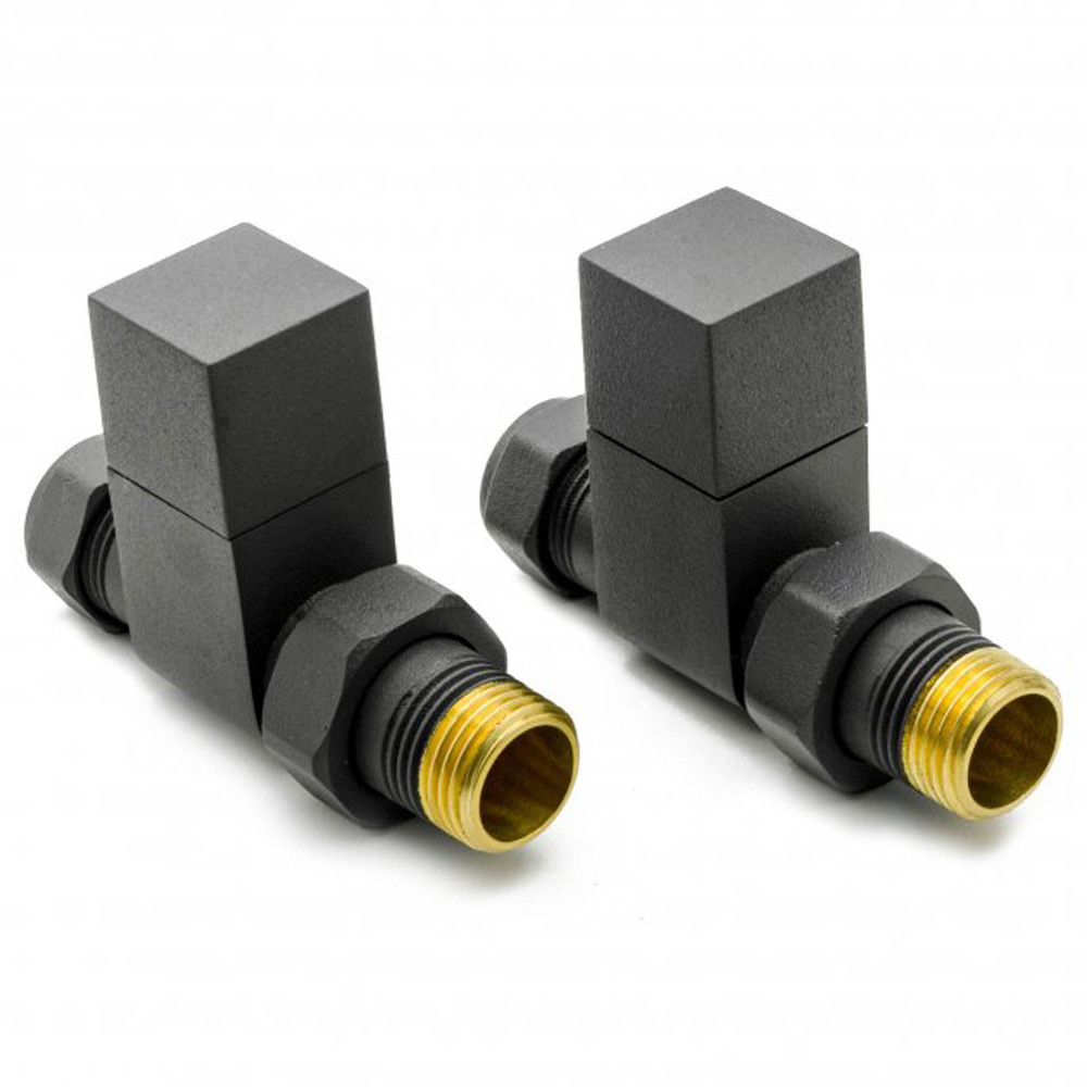 Reina Loge Straight Radiator Valves Pair - Anthracite