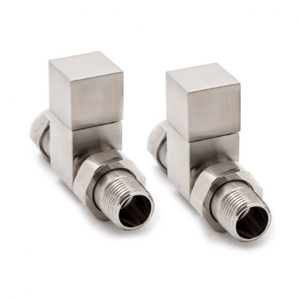 Reina Loge Straight Radiator Valves Pair Brushed