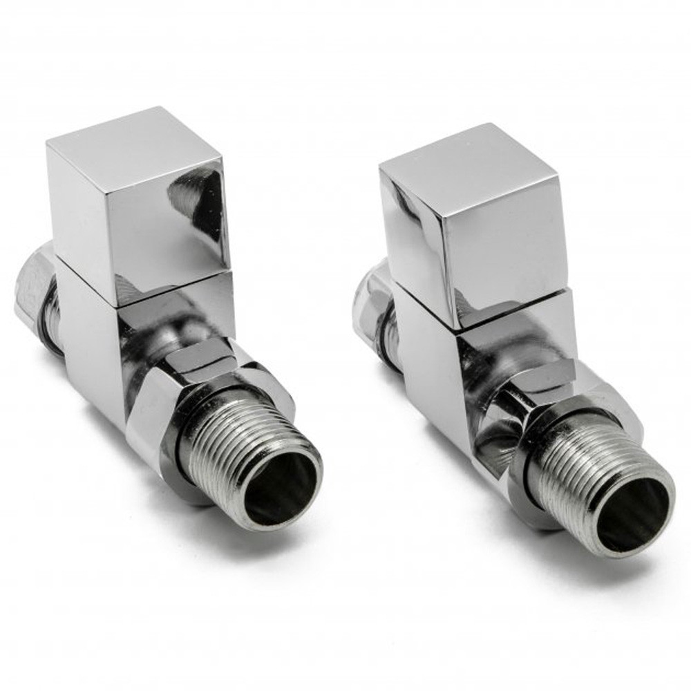 Reina Loge Straight Radiator Valves Pair Chrome