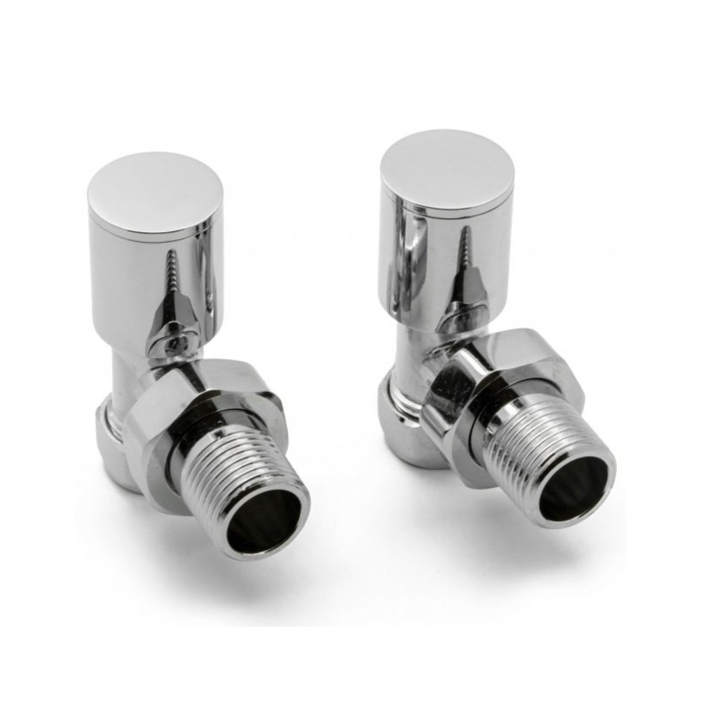 Reina Portland Angled Radiator Valves Pair Chrome - 15mm