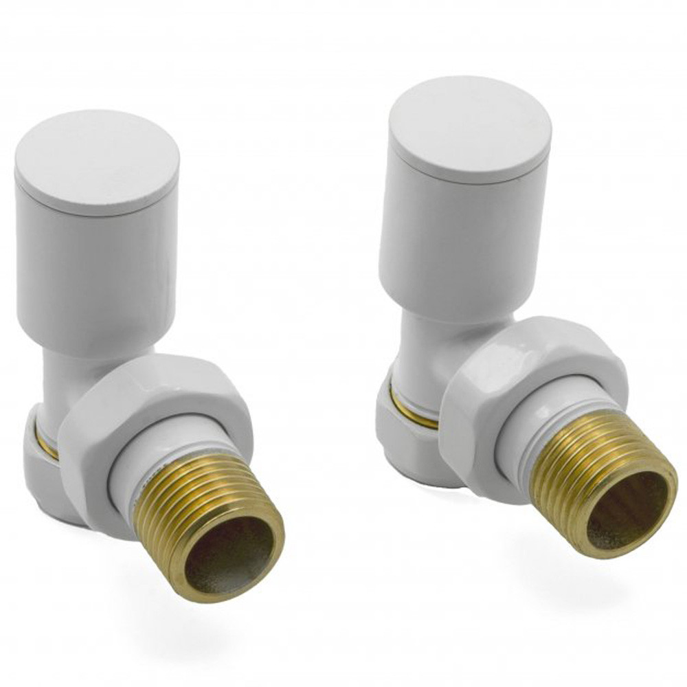 Reina Portland Angled Radiator Valves Pair White - 15mm