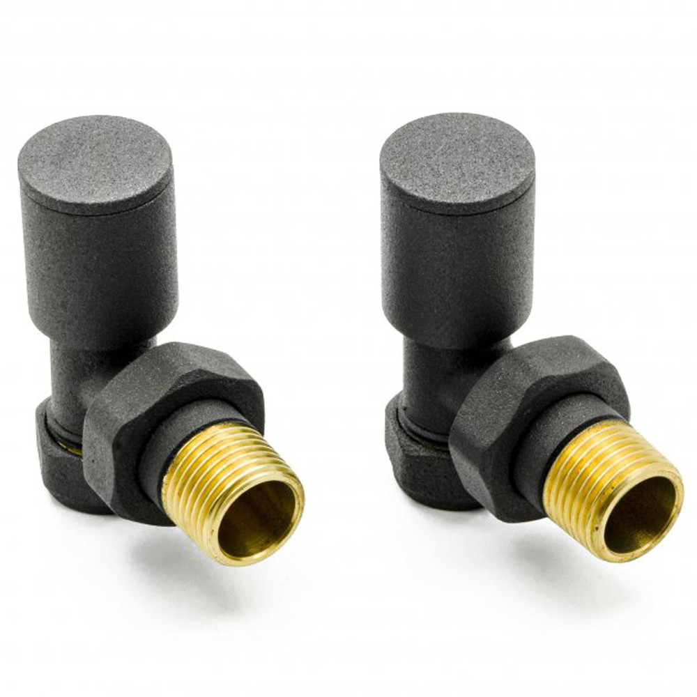 Reina Portland Angled Radiator Valves Pair Anthracite - 15mm