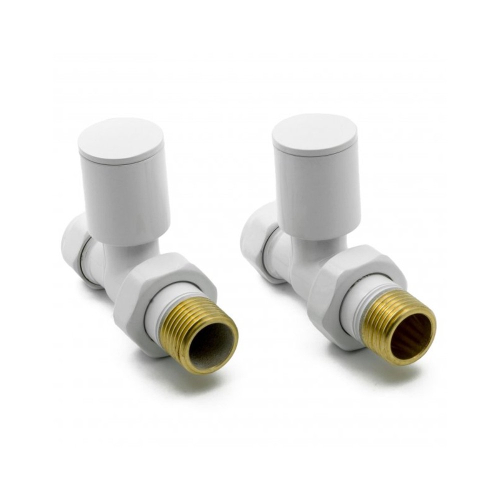Reina Portland Straight Radiator Valves Pair White - 15mm