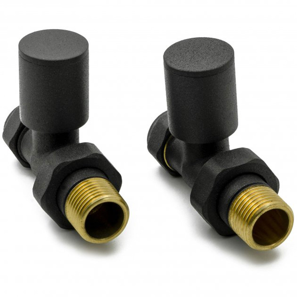 Reina Portland Straight Radiator Valves Pair Anthracite - 15mm