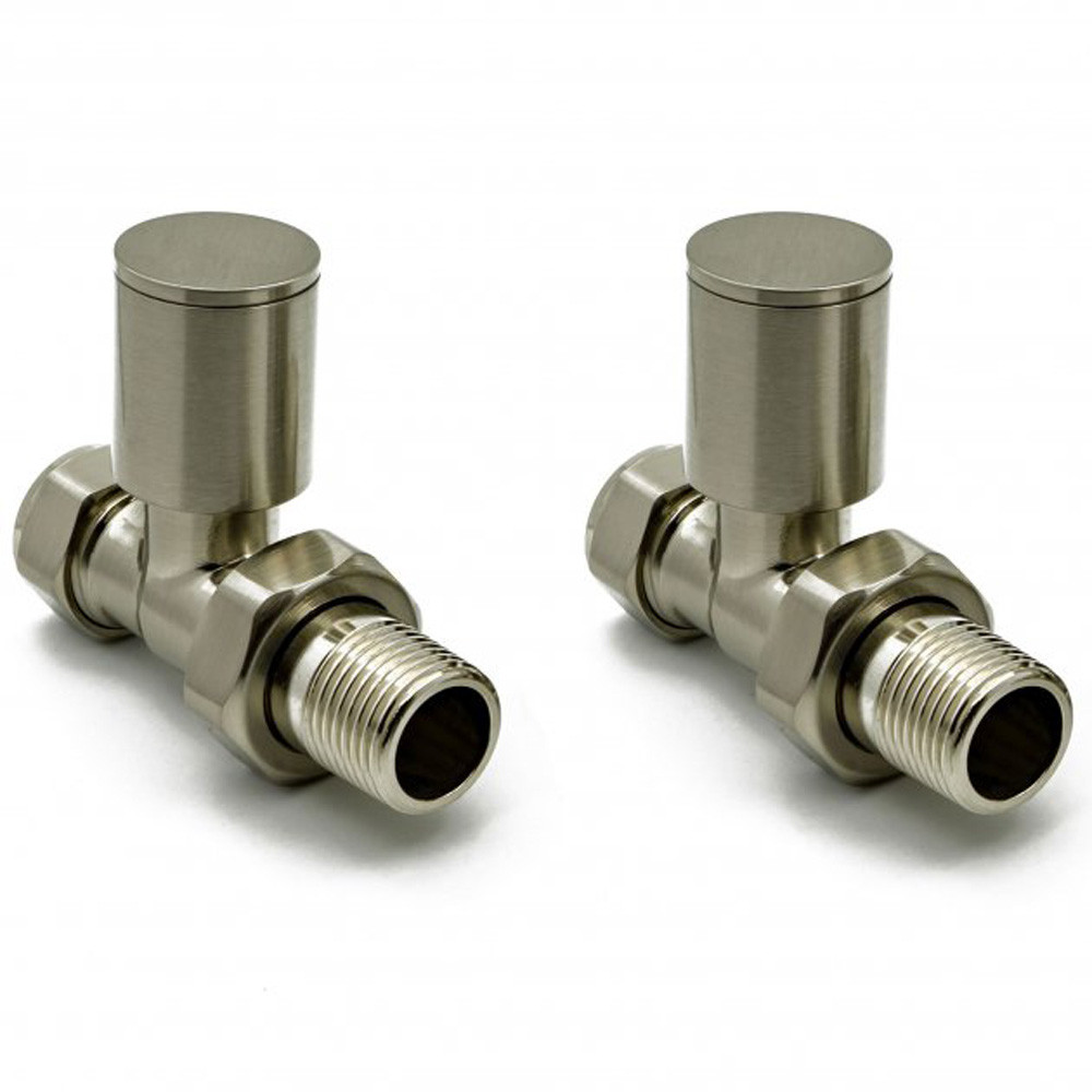 Reina Portland Straight Radiator Valves Pair Brushed - 15mm