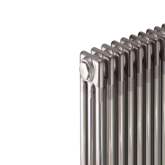 Red Metal Radiator Revive 3 Column Raw Metal Lacquered Vertical Radiator | clickbasin®