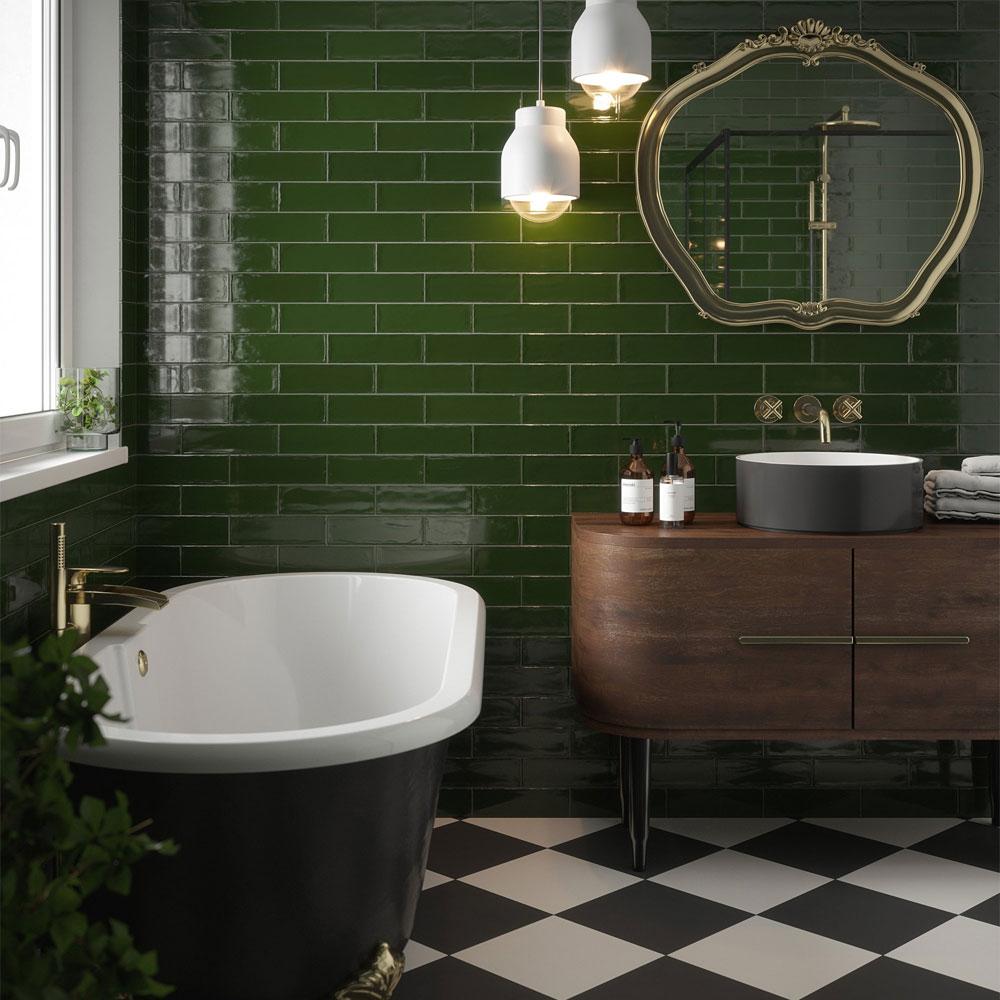 richards green gloss glazed ceramic wall tile single tile