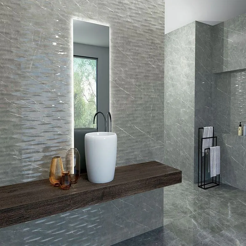 Roma Grey Gloss Marble Effect Ceramic Feature Wall Tile - 600mm x 300mm ...