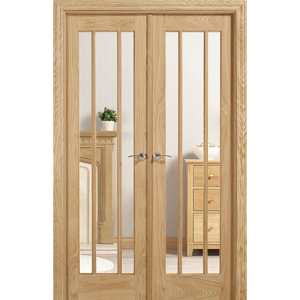 LPD Lincoln W4 Unfinished Oak Clear Glass Internal Door Room Divider - 2031mm x 1246mm (80 inch x 49 inch)