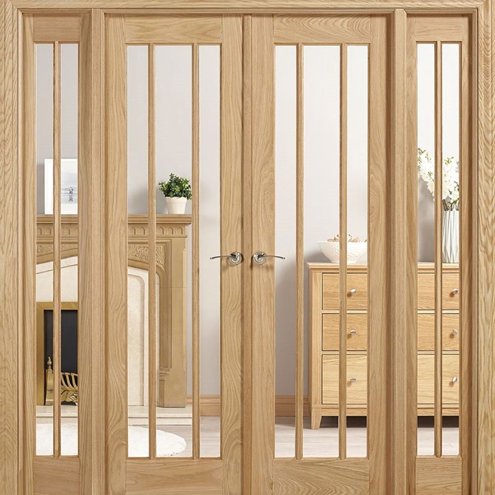 LPD Lincoln W6 Unfinished Oak Clear Glass Internal Door Room Divider - 2031mm x 1904mm (80 inch x 75 inch)
