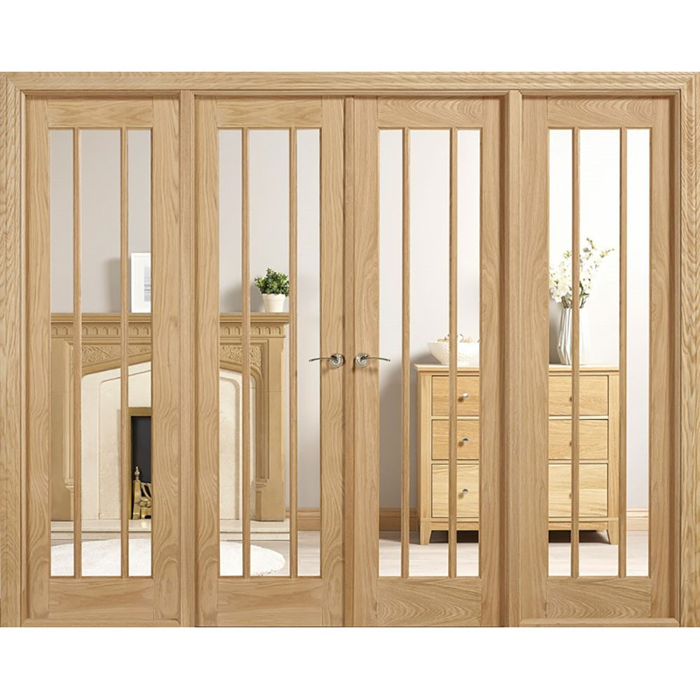 LPD Lincoln W8 Unfinished Oak Clear Glass Internal Door Room Divider - 2031mm x 2478mm (80 inch x 97.6 inch)