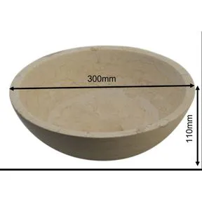 Vieste Natural Cream Stone Round Basin & Small Mahogany Shelf