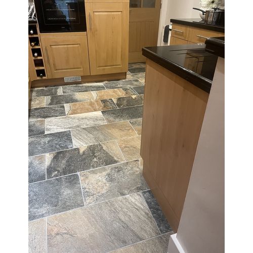 Rustic Slate Effect Riven Multicolour Porcelain Wall & Floor Tile ...