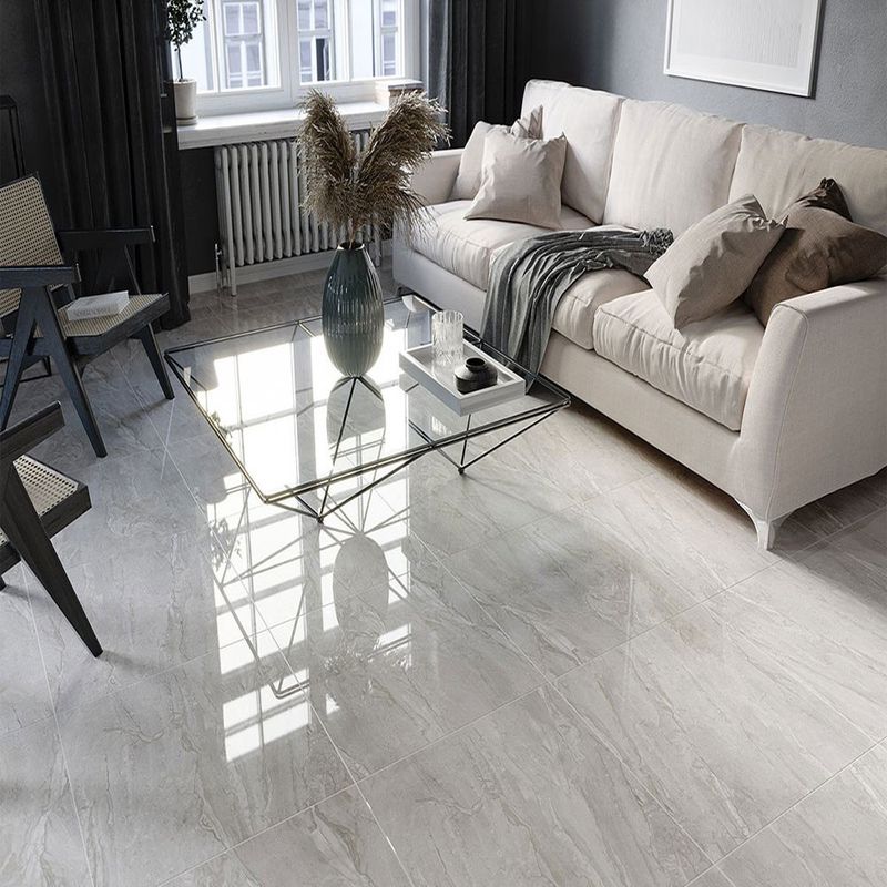 Salerno Grey Gloss Marble Effect Large Porcelain Floor Tile Tile