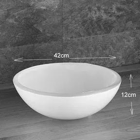 Savona 420mm White Glass Large Round Countertop Basin