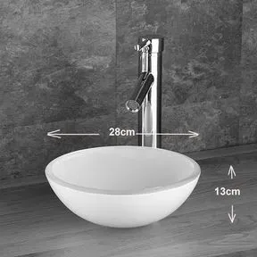 Savona 280mm White Glass Small Round Countertop Basin
