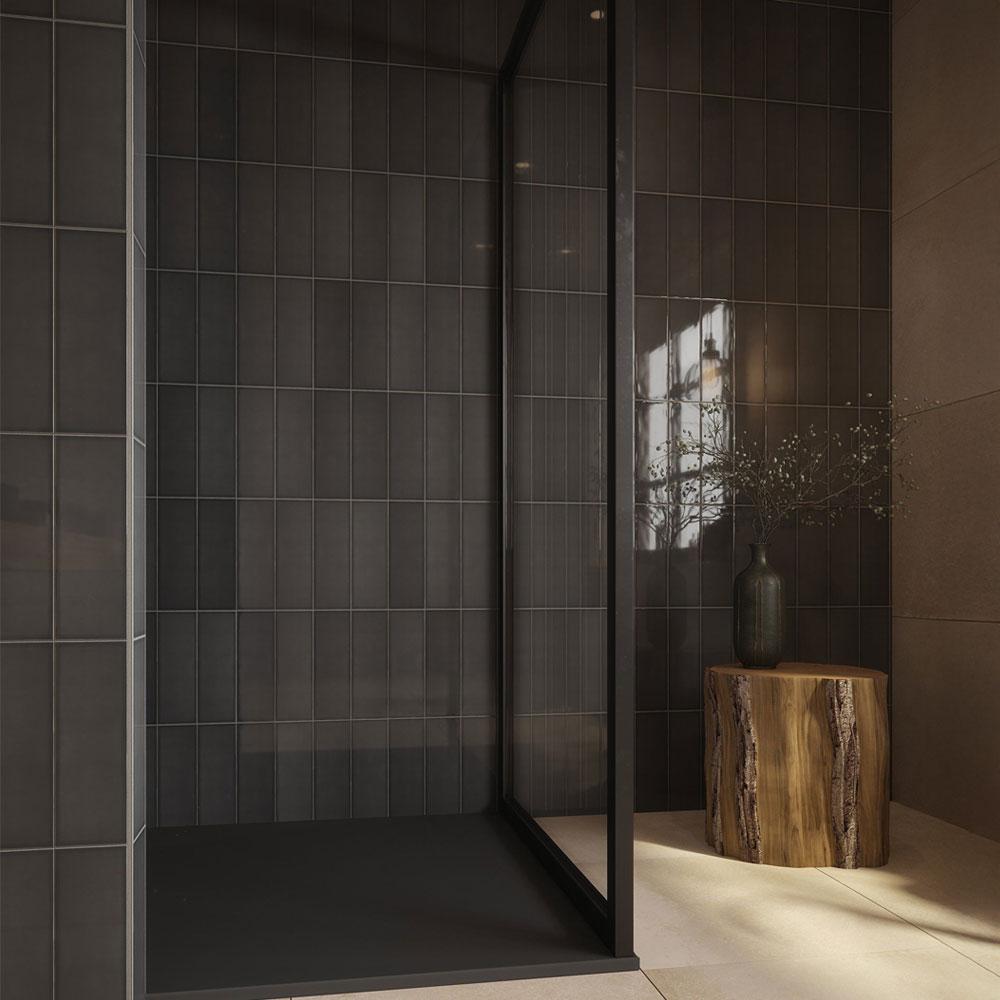 Savoy Noir Gloss Glazed Ceramic Wall Tile - 300mm x 100mm