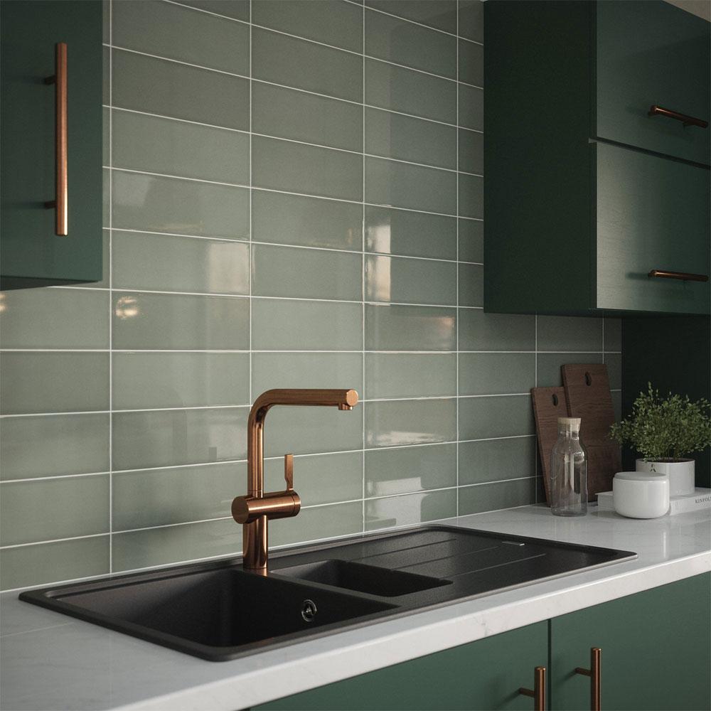 savoy sage gloss glazed ceramic wall tile single tile
