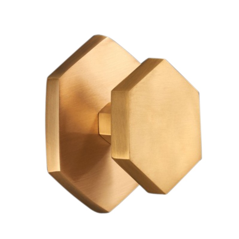 SpiraBrass Hexagonal Centre Door Knob - Satin Brass