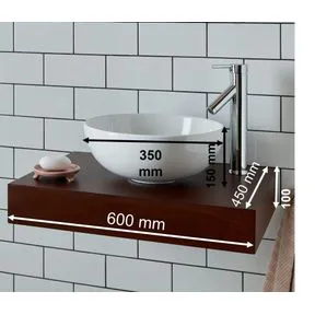 Selva White Ceramic Round Basin & Large Cherry Red Shelf