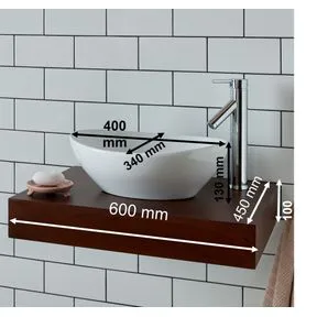 Messina White Ceramic Oval Basin & Large Cherry Red Shelf