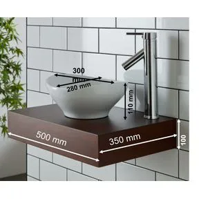 Bologna White Ceramic Oval Basin & Narrow Cherry Red Shelf