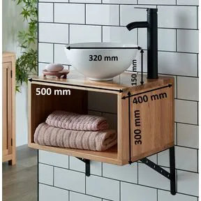 Cami White Ceramic Round Basin & Kira Small Shelf