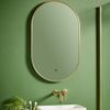 Scudo Aubrey LED Brushed Brass Framed Mirror with Demister - 500mm x 800mm