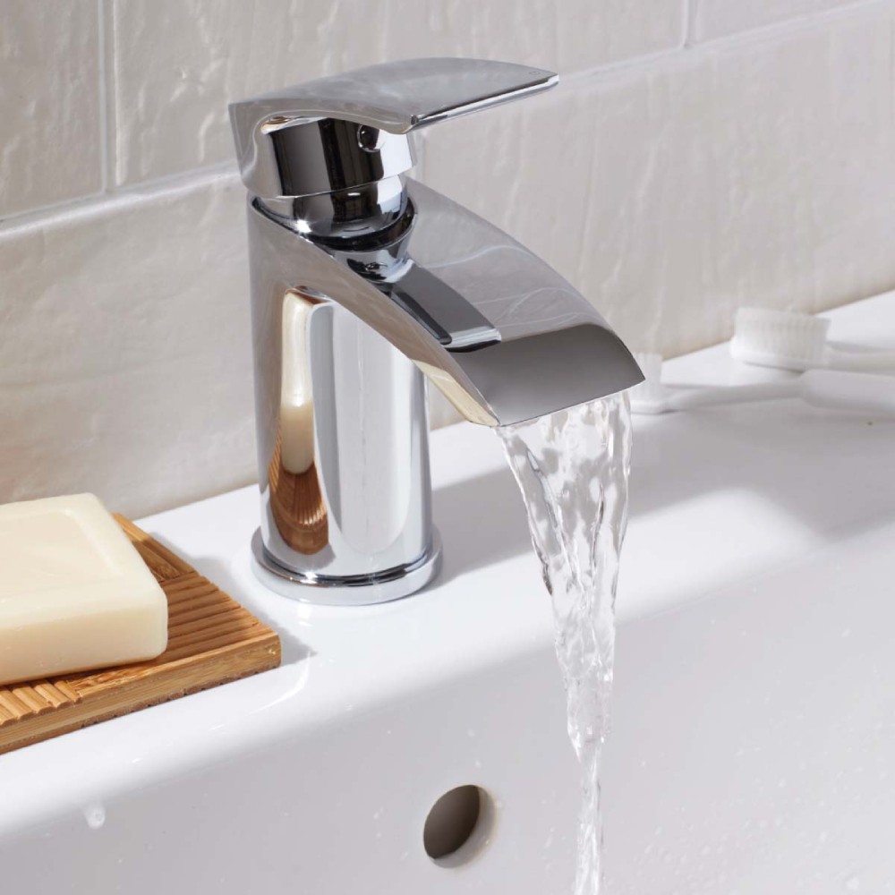 Scudo Belini Mini Mono Chrome Basin Mixer Tap with Push Waste
