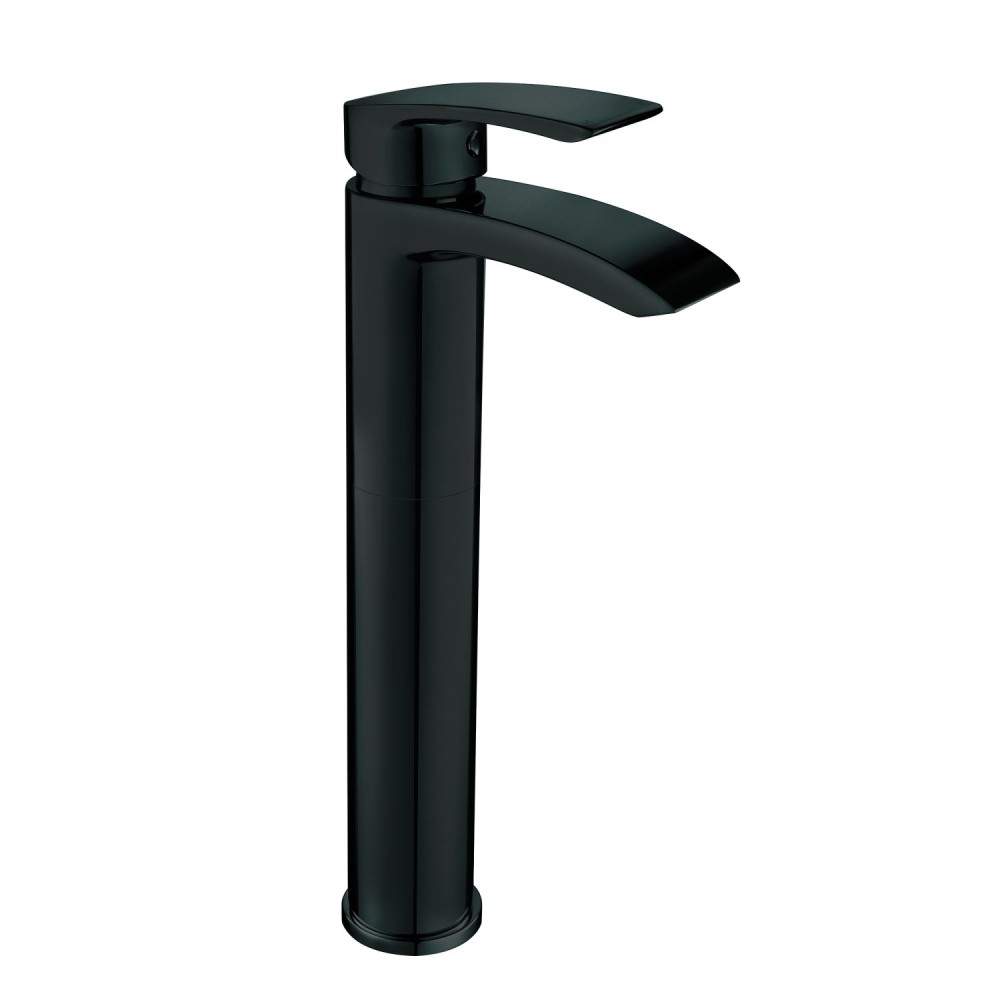 Scudo Black Belini Tall Mono Matt Basin Mixer Tap Brass