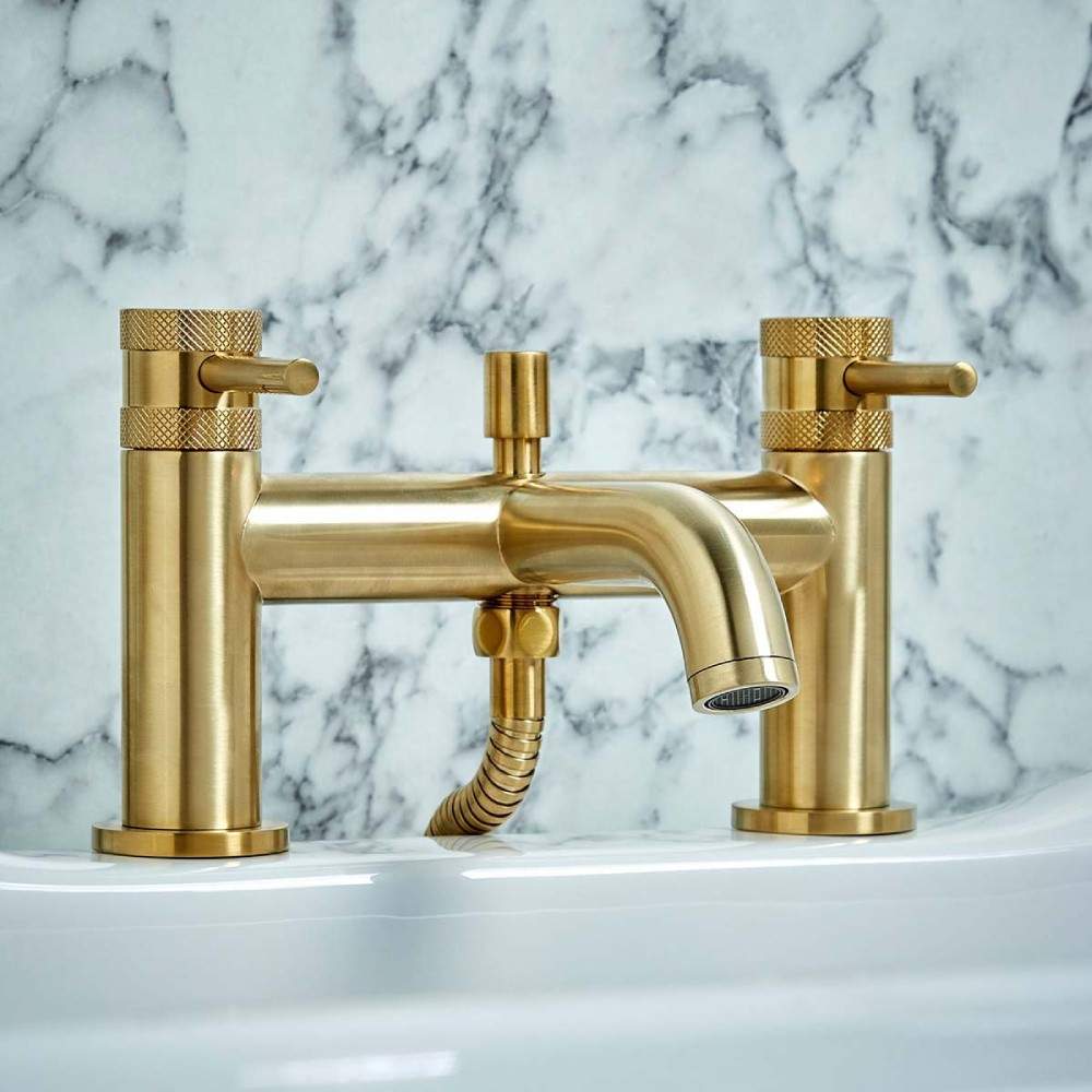 Scudo Brass Core Brushed Mixer Tap & Shower Set