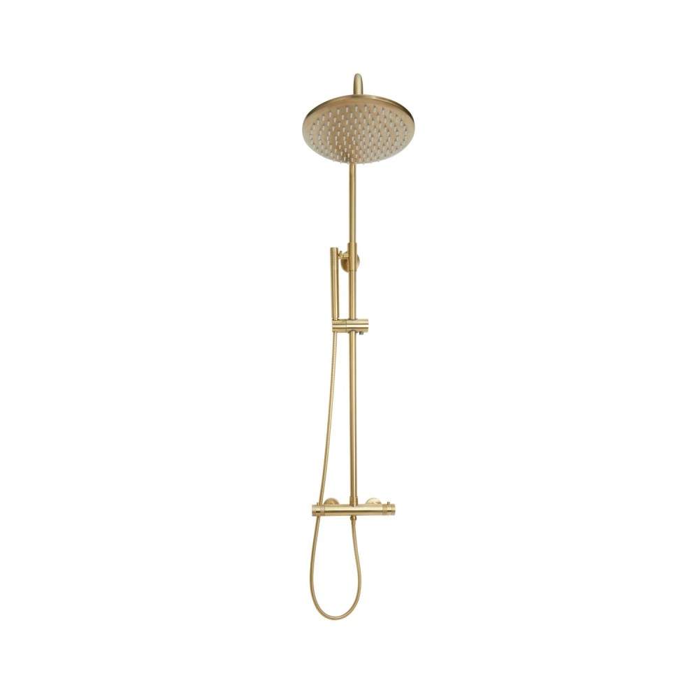 Scudo Brass Core Brushed Round Rigid Riser Shower Stainless Steel