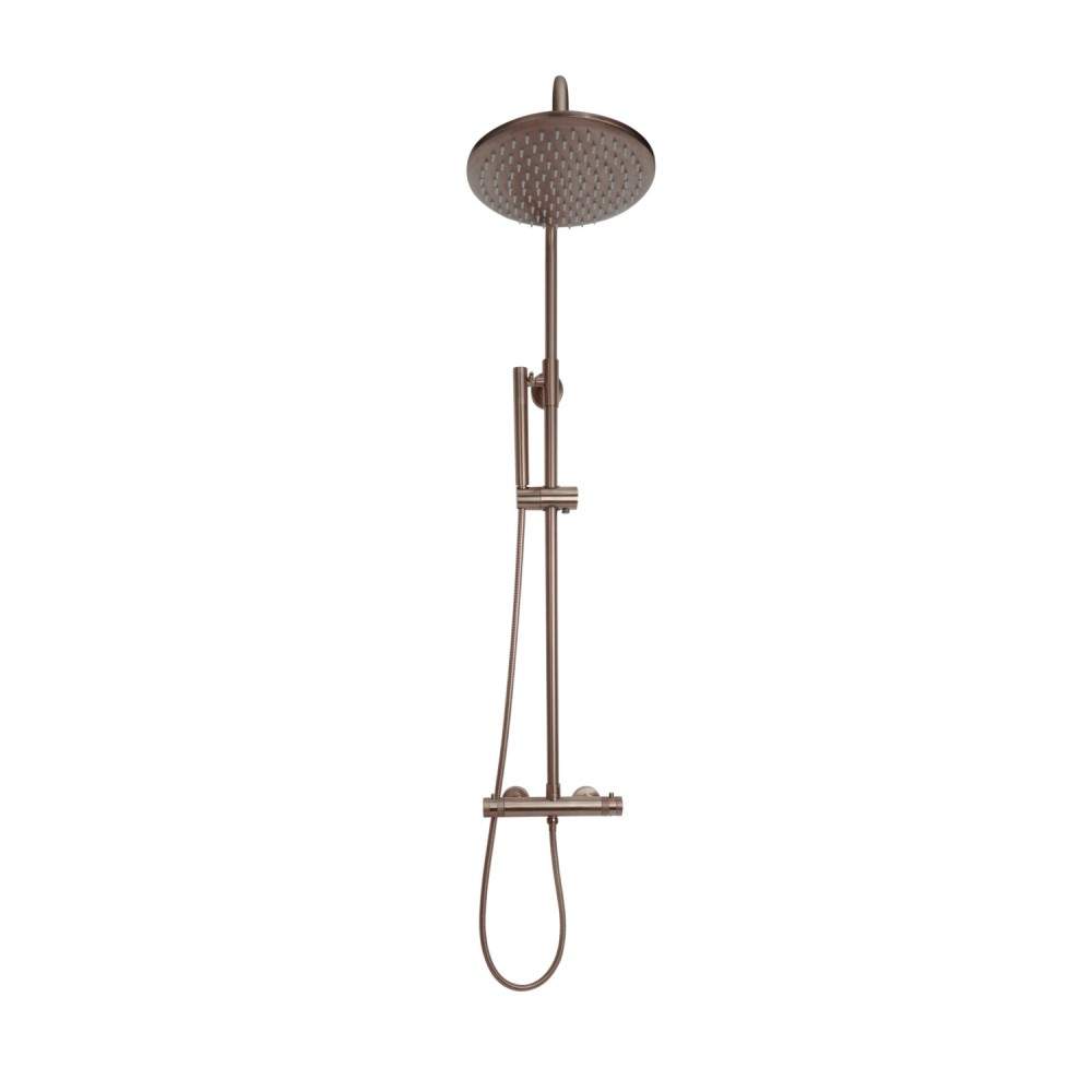Scudo Bronze Core Brushed Round Rigid Riser Shower Brass Stainless Steel