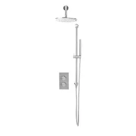 Scudo Core Chrome Round Handle, Head & Handset Riser Shower Kit