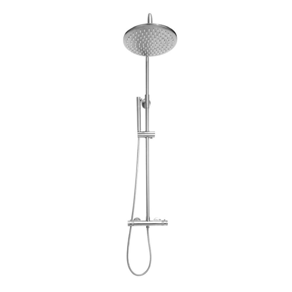 Scudo Chrome Core Round Rigid Riser Shower Brass Stainless Steel