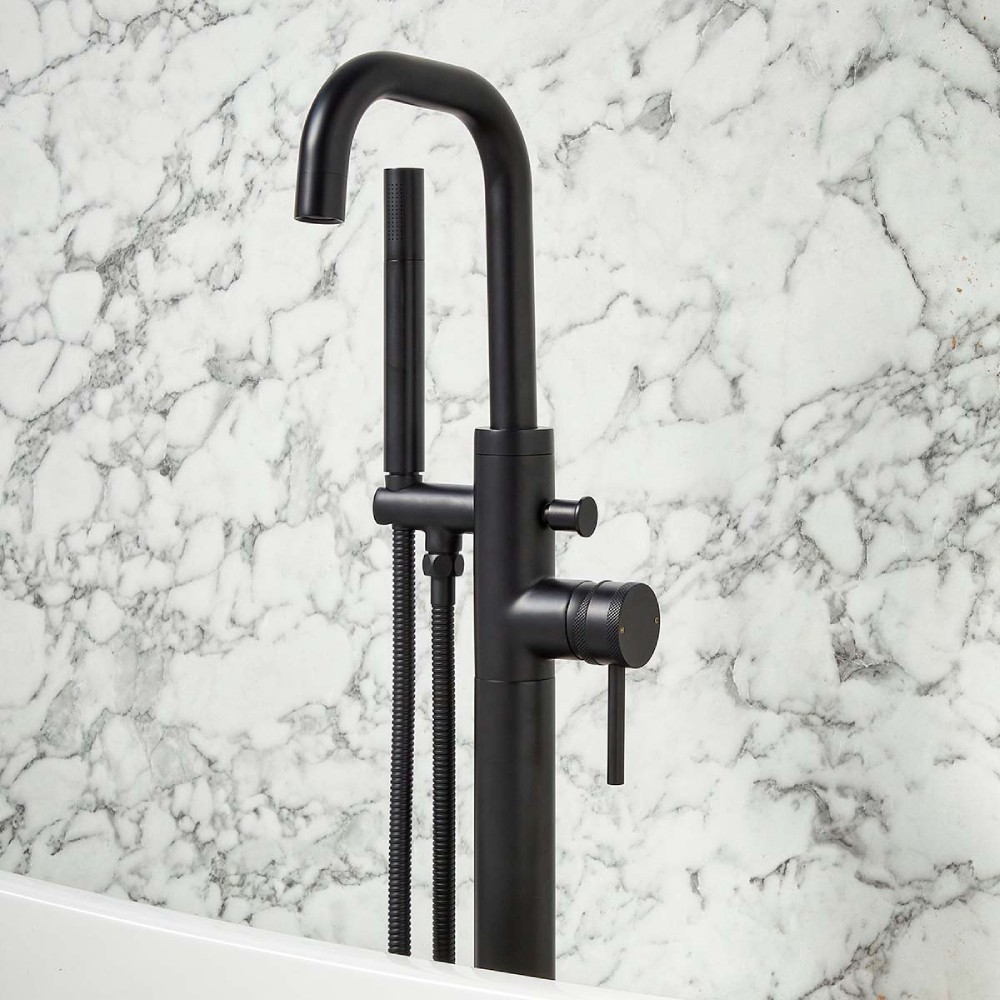 Scudo Core Freestanding Matt Black Bath/Shower Mixer Tap