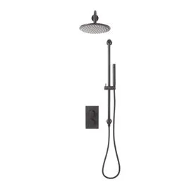 Scudo Core Gunmetal Round Handle, Head & Handset Riser Shower Kit