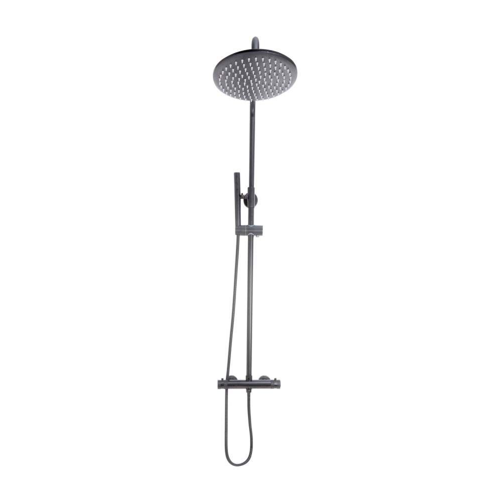 Scudo Gunmetal Grey Core Gunmetal Round Rigid Riser Shower Brass Stainless Steel
