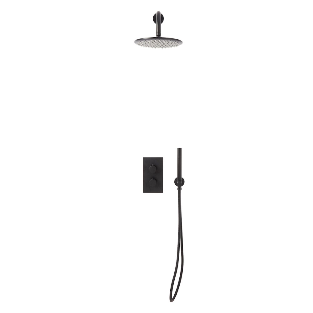 Scudo Core Matt Black Round Handle, Handset & Mounting Bracket Shower Kit