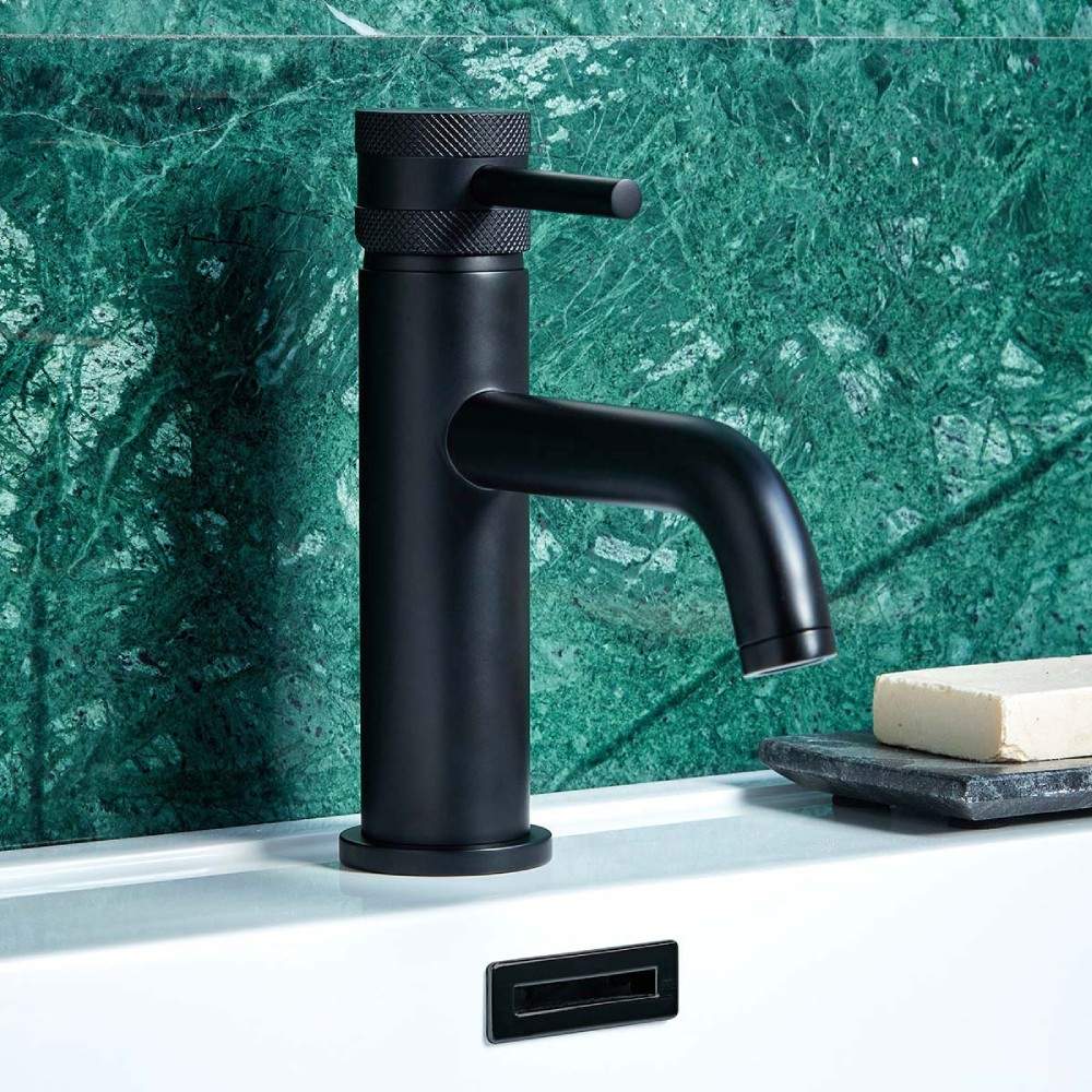 Scudo Black Core Mono Matt Basin Mixer Tap Brass