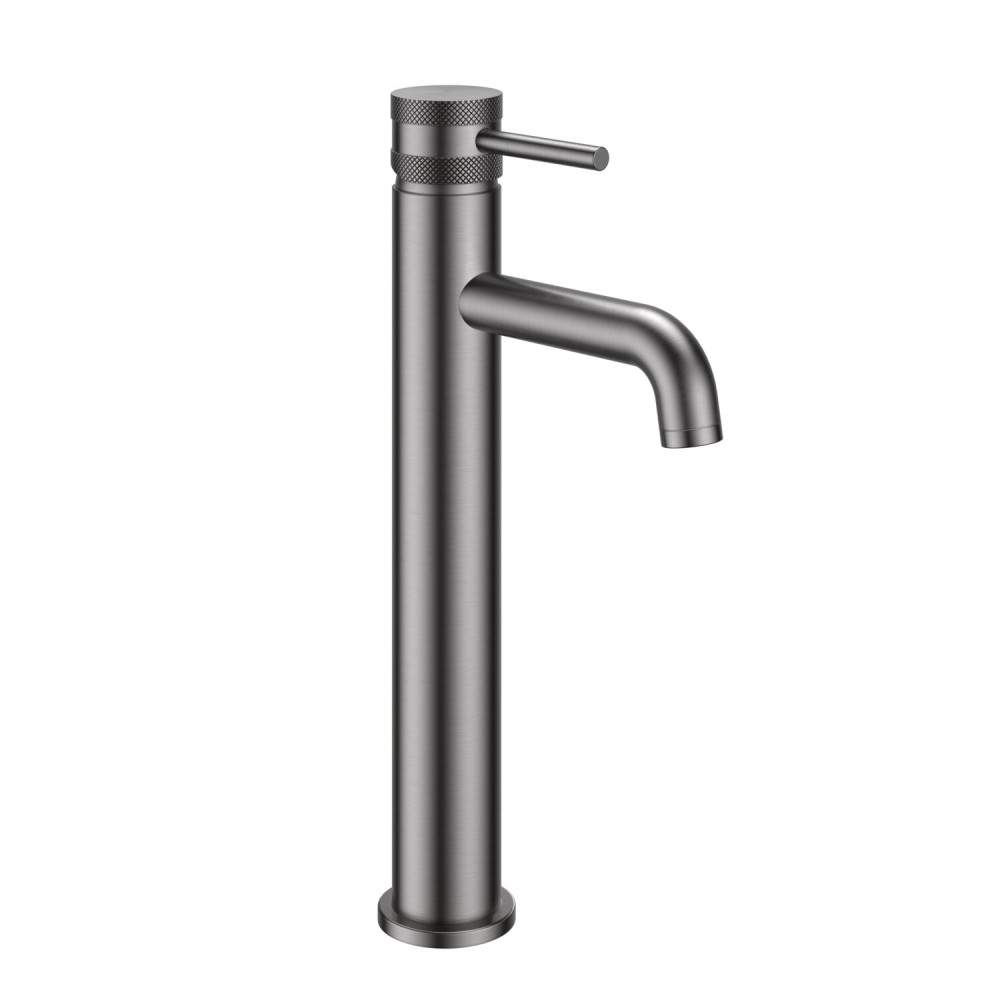 Scudo Gunmetal Grey Core Tall Mono Gunmetal Basin Mixer Tap Brass Stainless Steel