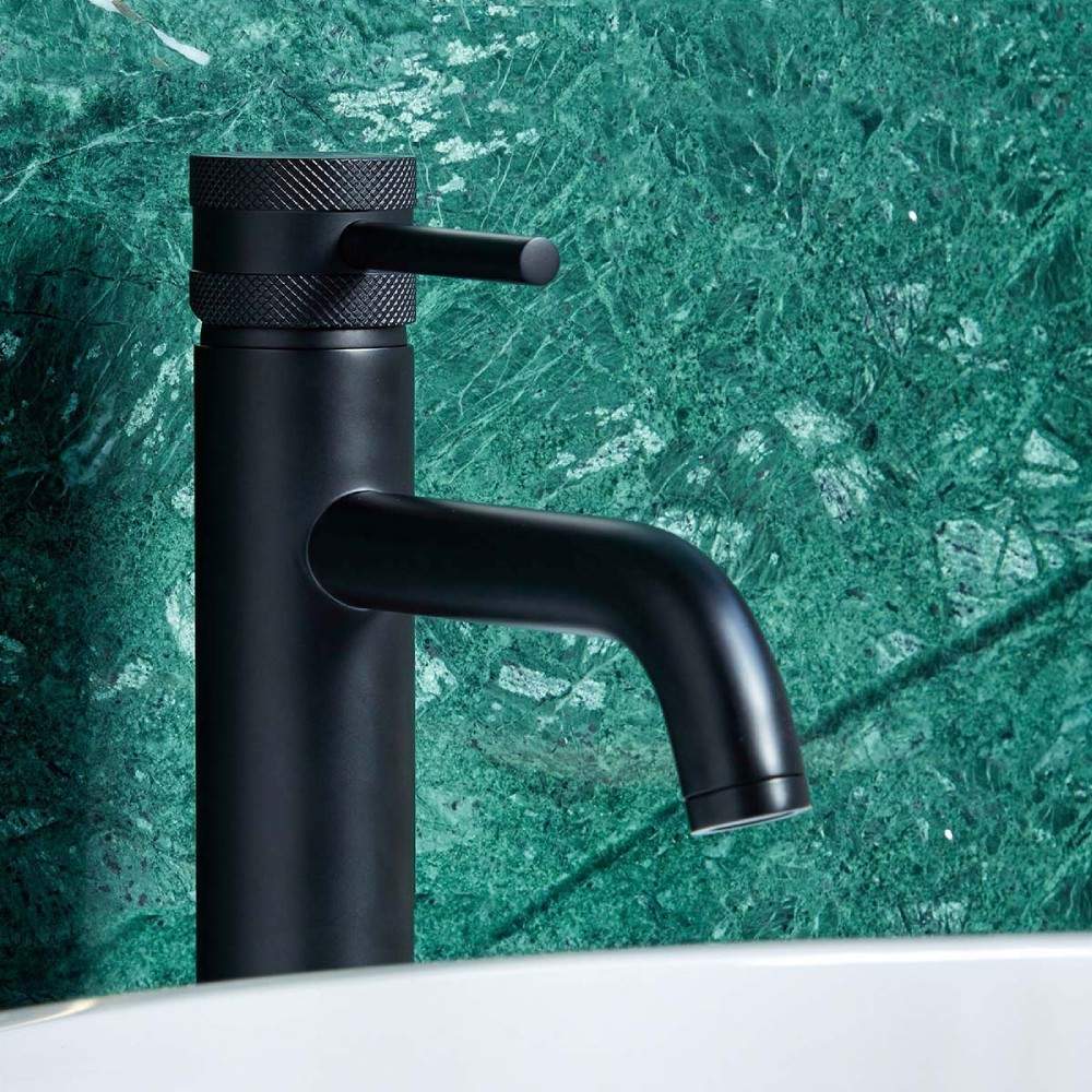 Scudo Black Core Tall Mono Matt Basin Mixer Tap Brass