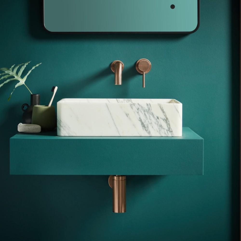 Scudo Core Wall Mounted Brushed Bronze Basin Tap