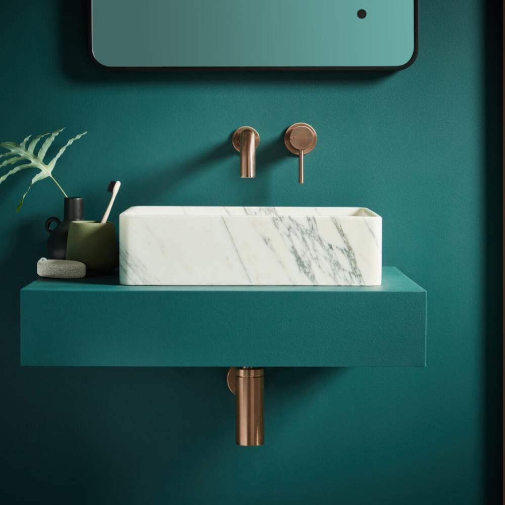 Scudo Bronze Core Wall Mounted Brushed Basin Tap Brass Stainless Steel