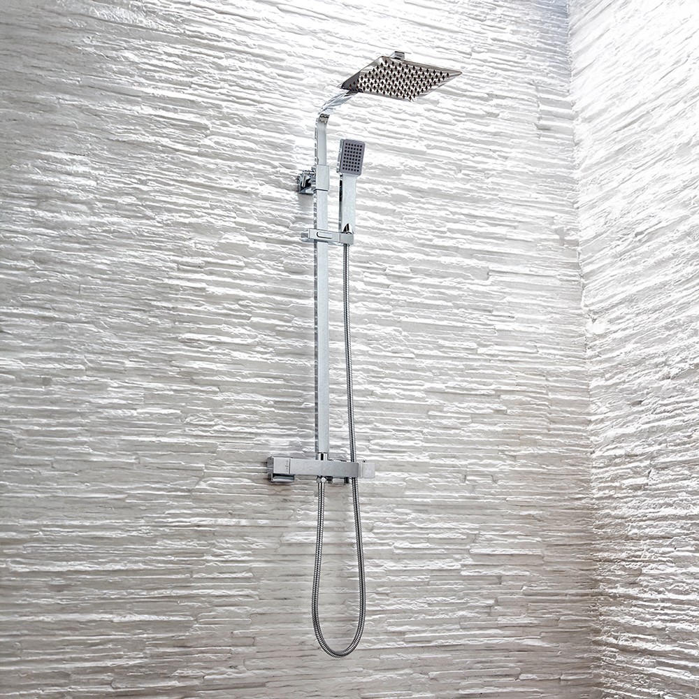 Scudo Elliot Chrome Square Rigid Riser Shower