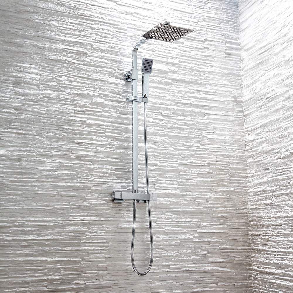 Scudo Chrome Elliot Square Rigid Riser Shower Brass Plastic Stainless Steel